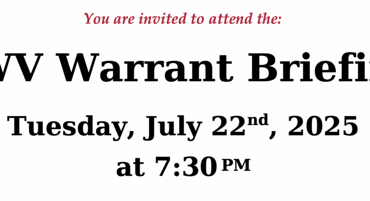 League Of Women Voters Warrant Briefing For Special Town Meeting Tuesday, July 22